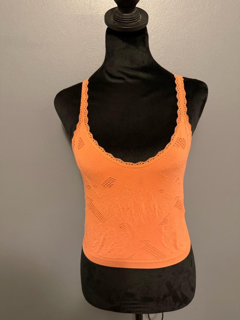 BKE Orange Lace-Edged Knit Cami